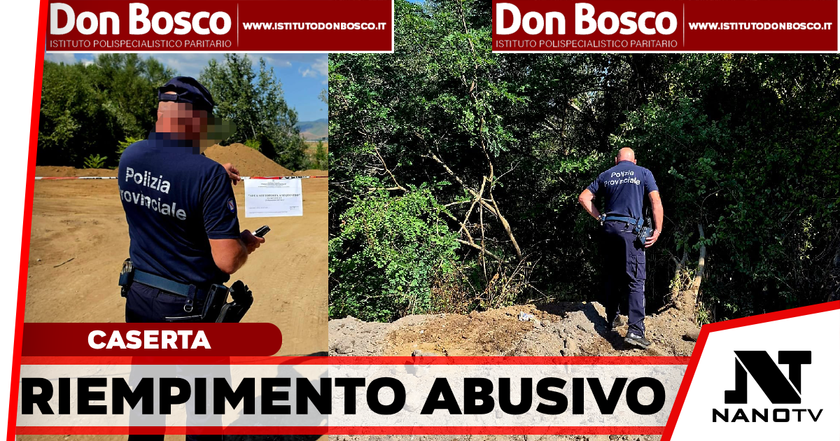FIUME VOLTURNO. RIEMPIMENTO ABUSIVO ARGINE DEL FIUME VOLTURNO, SEQUESTRATA AREA. DUE DENUNUNCIATI DALLA POLIZIA PROVINCIALE.