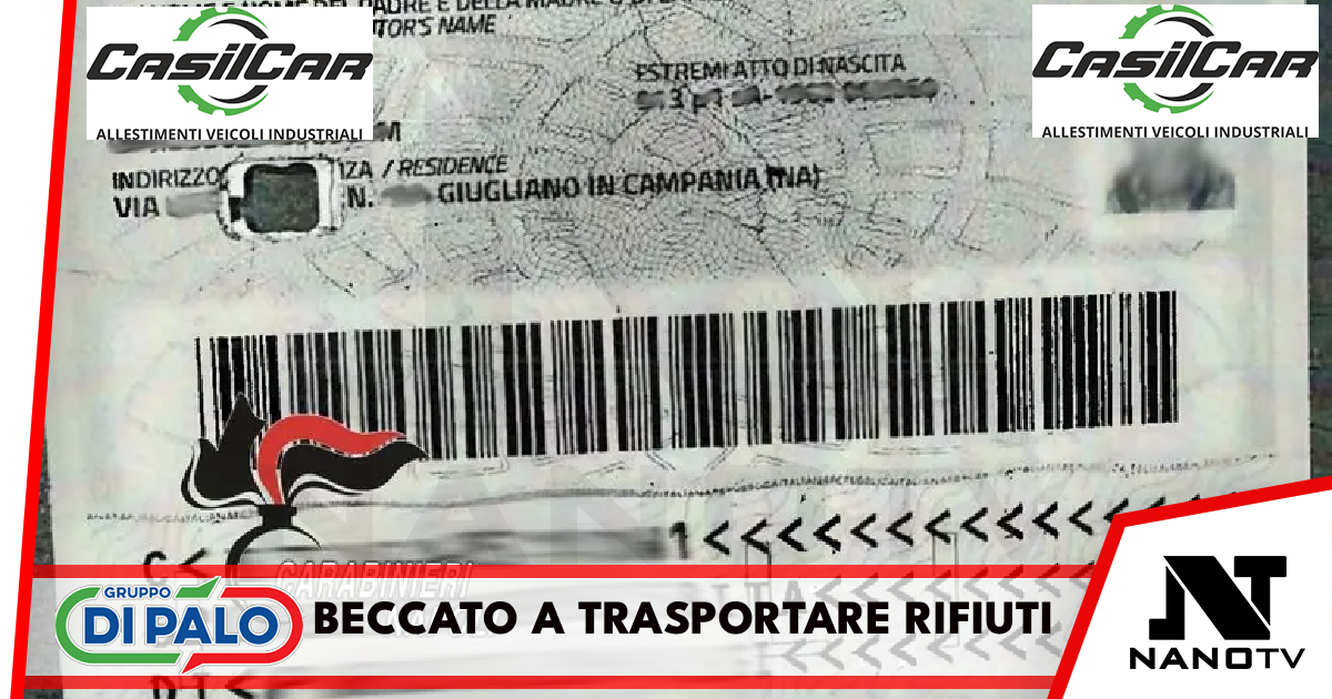 Beccato a trasportare rifiuti nella Terra dei Fuochi, denunciato