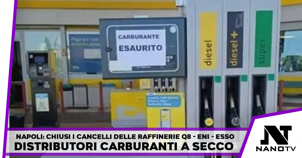 Cancelli chiusi per le raffinerie napoletane: Q8, Eni, Esso con cancelli sbarrati. Distributori a secco