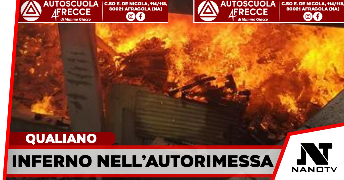Qualiano, autorimessa distrutta dalle fiamme: paura sulla Circumvallazione Esterna