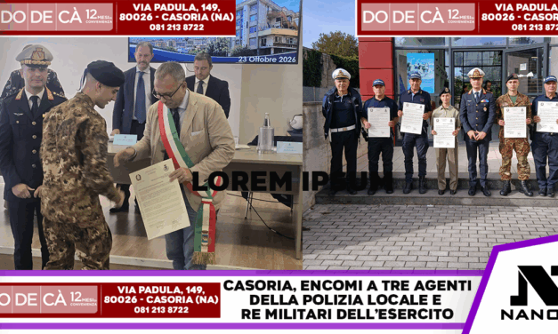 Casoria, encomi a tre agenti della Polizia Locale e tre militari dell’Esercito: il sindaco Bene premia i protagonisti di un intervento che ha evitato una tragedia. Salvarono passanti da uomo armato