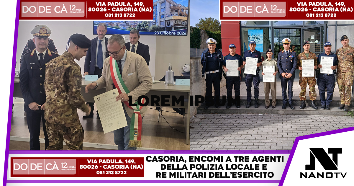 Casoria, encomi a tre agenti della Polizia Locale e tre militari dell’Esercito: il sindaco Bene premia i protagonisti di un intervento che ha evitato una tragedia. Salvarono passanti da uomo armato
