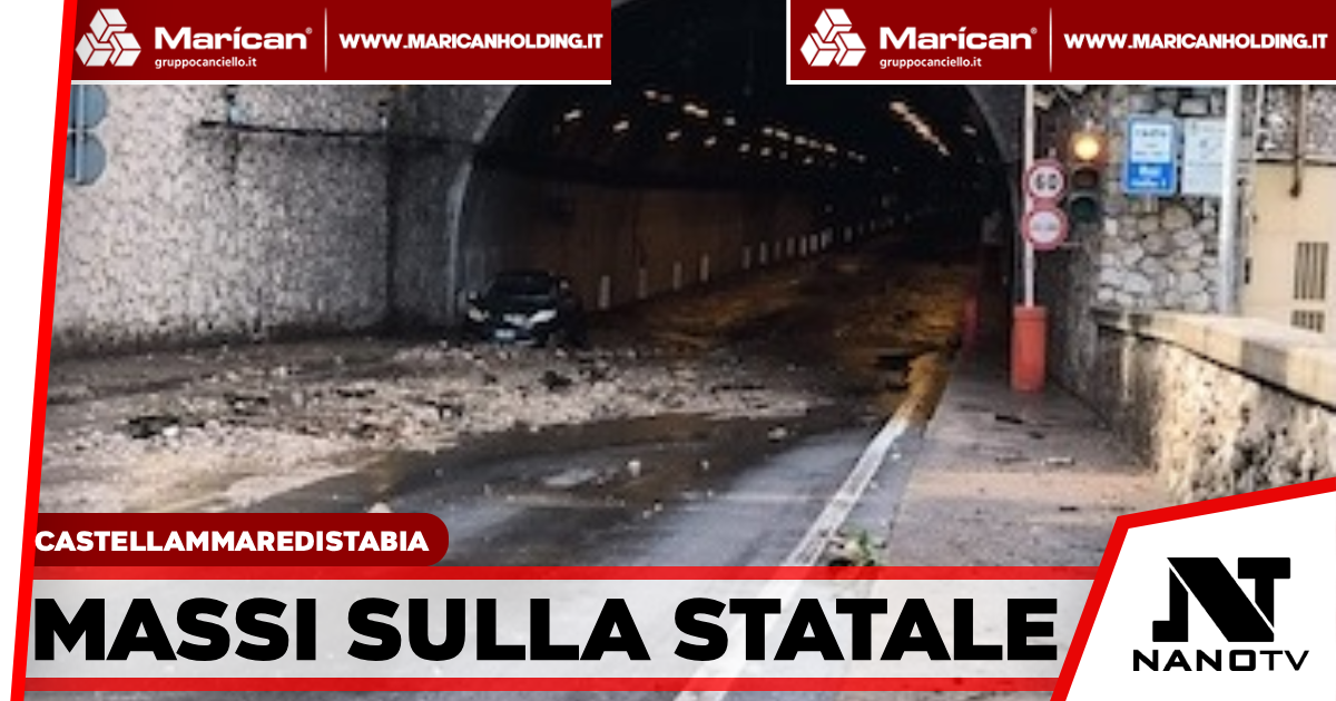 Castellammare di Stabia, massi sulla Statale Sorrentina: traffico in tilt a Pozzano