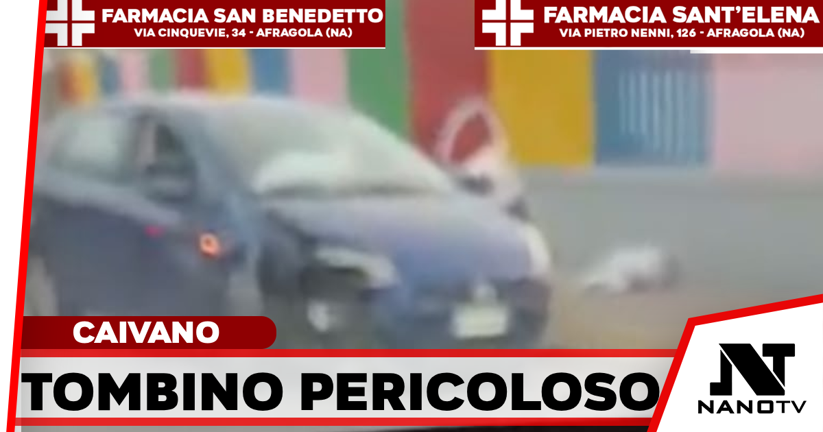 Caivano, auto finisce in un tombino nei pressi del Parco Verde: distrutta la parte anteriore